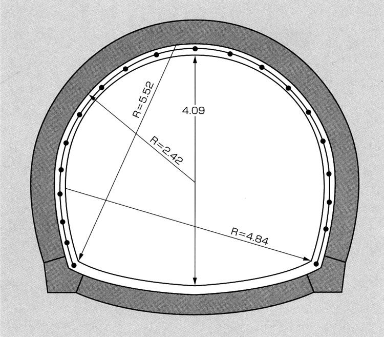 トンネル断面図 section of the tunnel